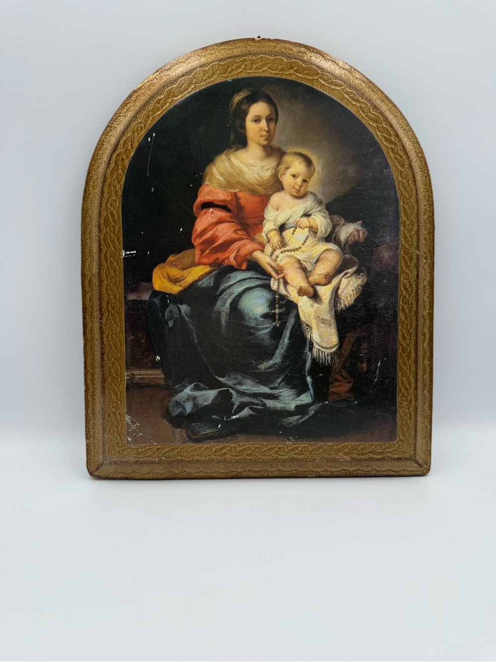 Vintage Made in Italy The Madonna Of The Rosary Wall Plaque